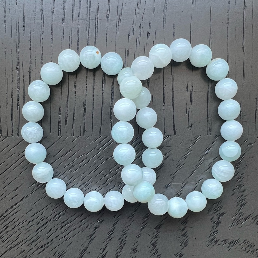 (ONE) Hemimorphite bracelet 10mm SIZE 6.75’